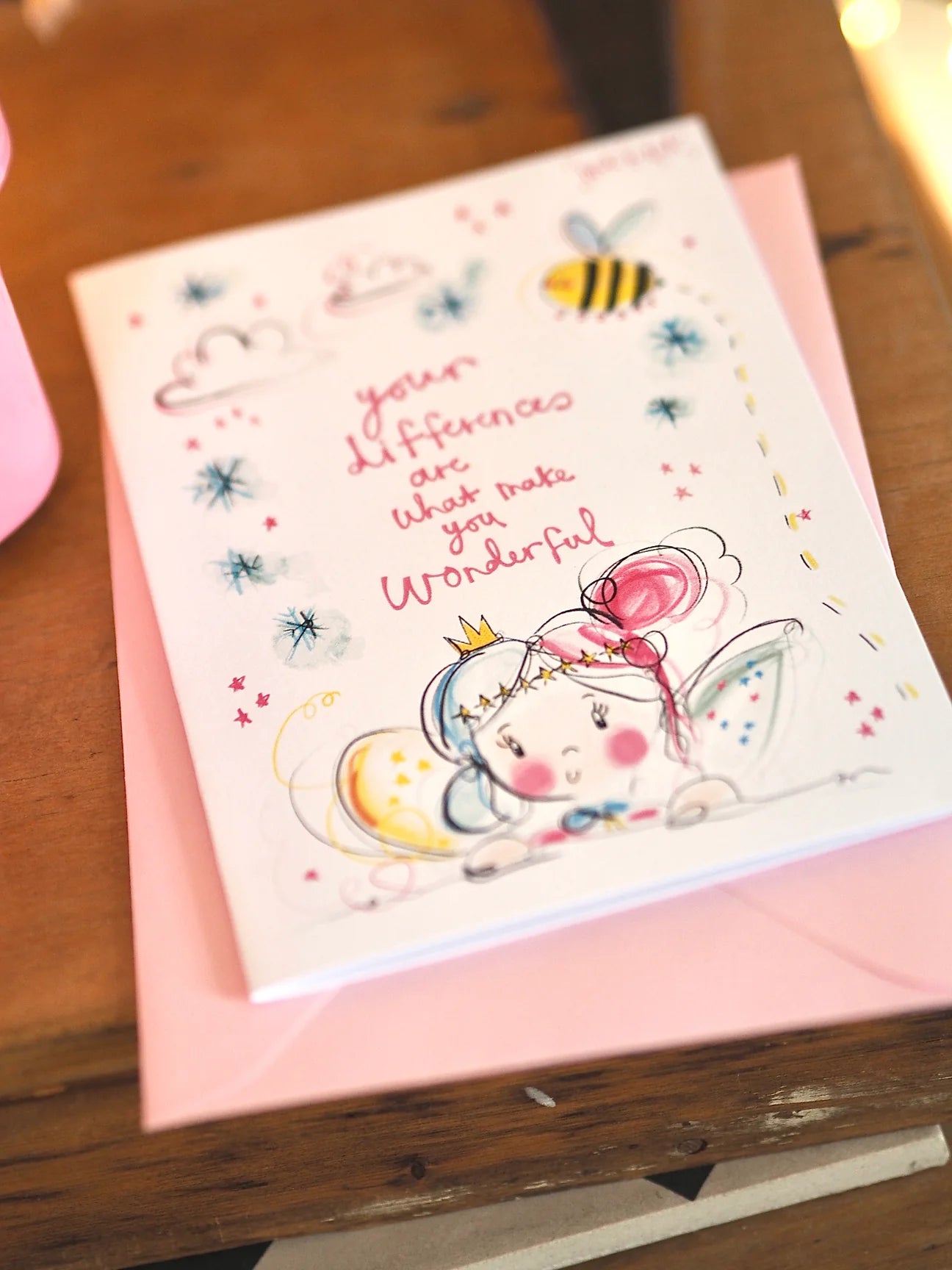 “Your Differences Make You Wonderful” Wonky Fairy Card