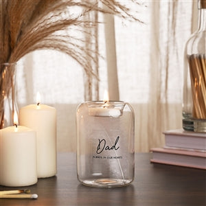 Glass Tea Light Holder With Feather - Dad