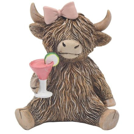 Highland Cow Figurine, Happy Hour Ornament
