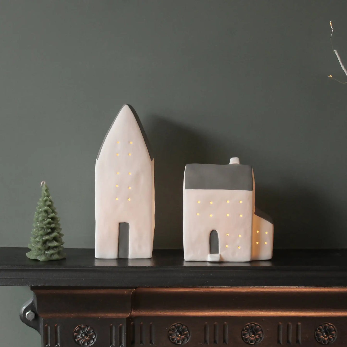 White and grey Ceramic house with LED