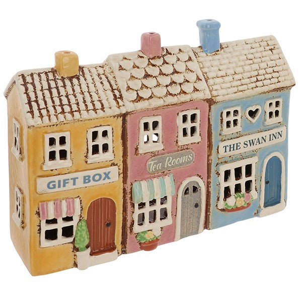 Village Pottery Row Of Shops Tealight
