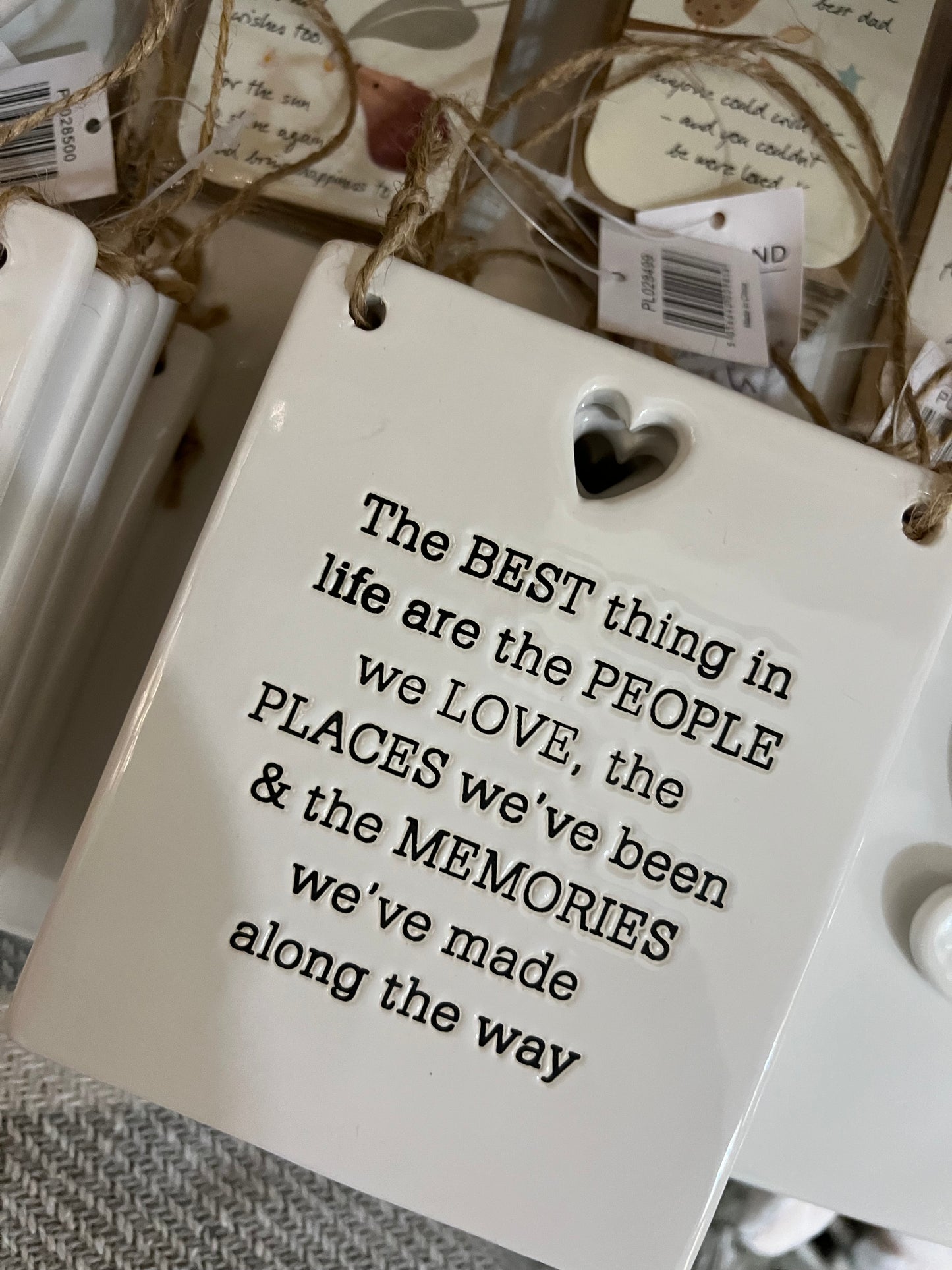 Best thing in life hanging porcelain sign