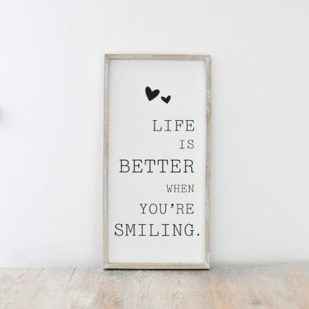 Wooden Life is better when your smiling wall decor Frame, 40cm