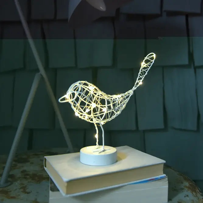 Battery operated with timer LED Table Robin - white