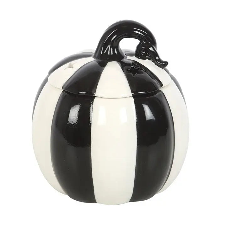 Black and White Striped Halloween Pumpkin wax and Oil Burner