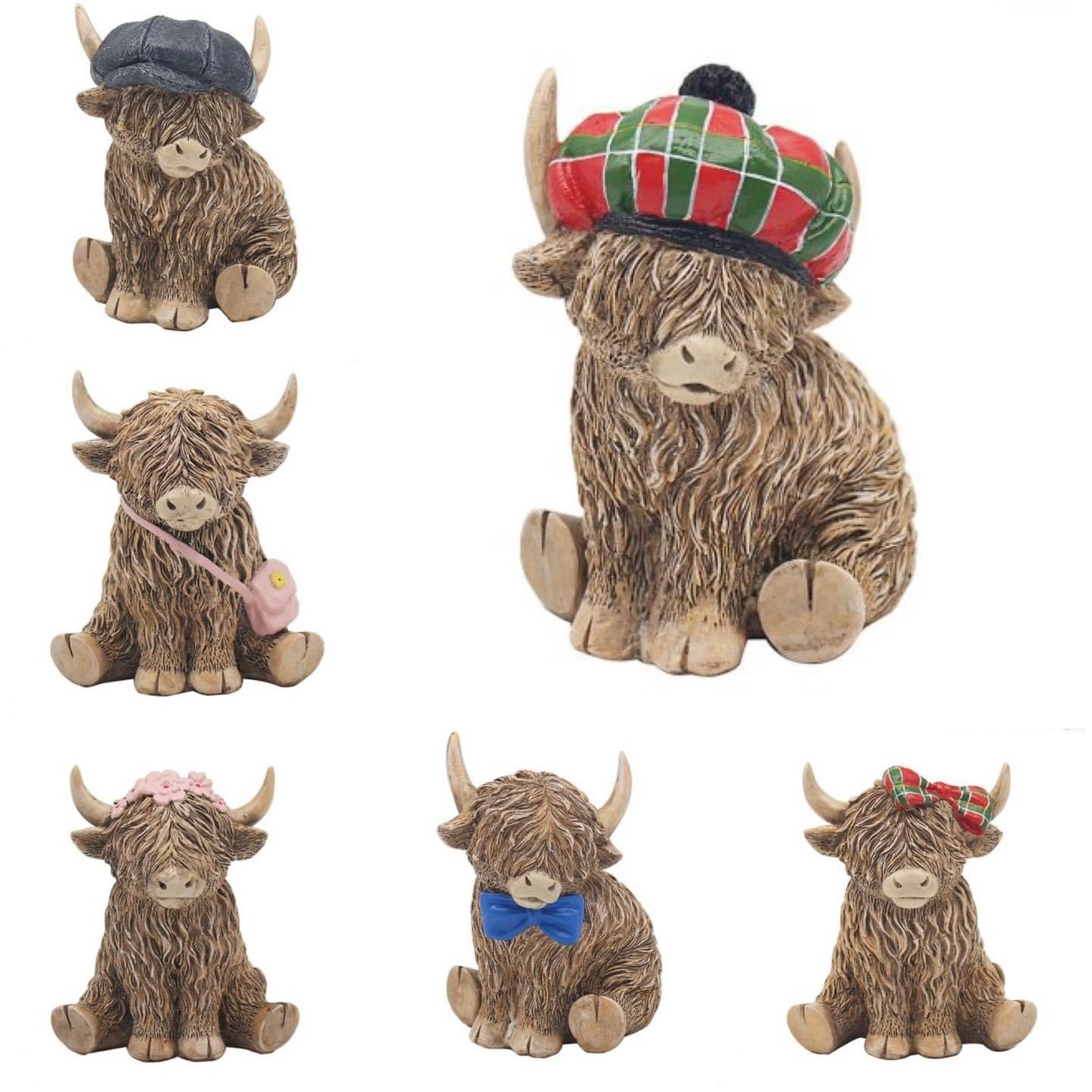 Highland cow with blue bow tie ornament