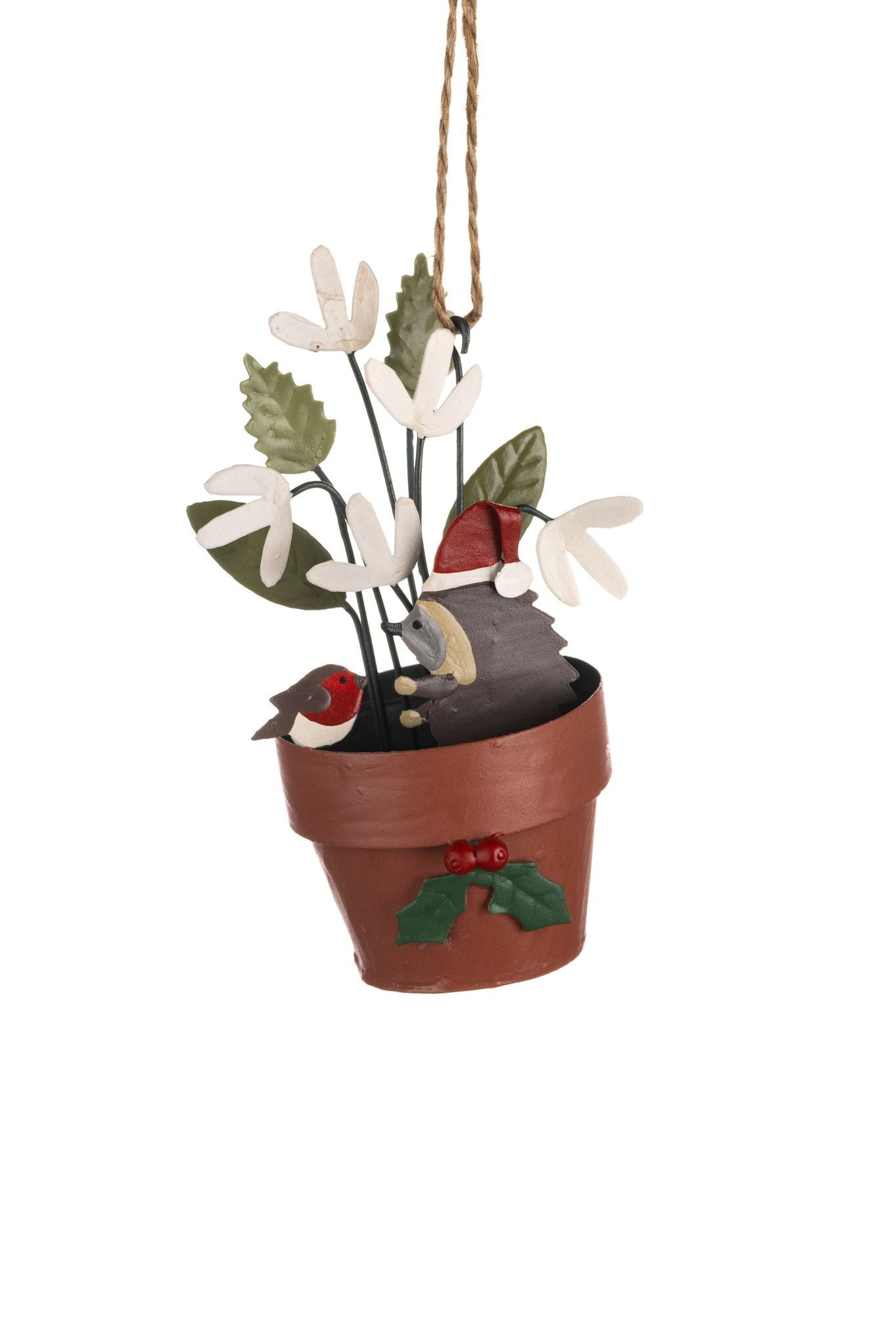 Floral Plant Pot with Hedgehog Ornament