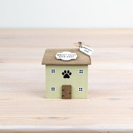 Muddy Paws Lives Here wooden house decoration. Pet lover gift , 9cm