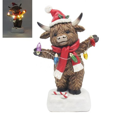 Light-Up Highland Cow Figure, 17cm