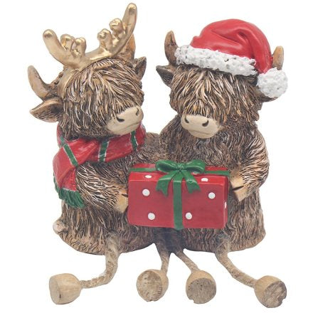 Highland Cows Present Shelf Sitter ornament