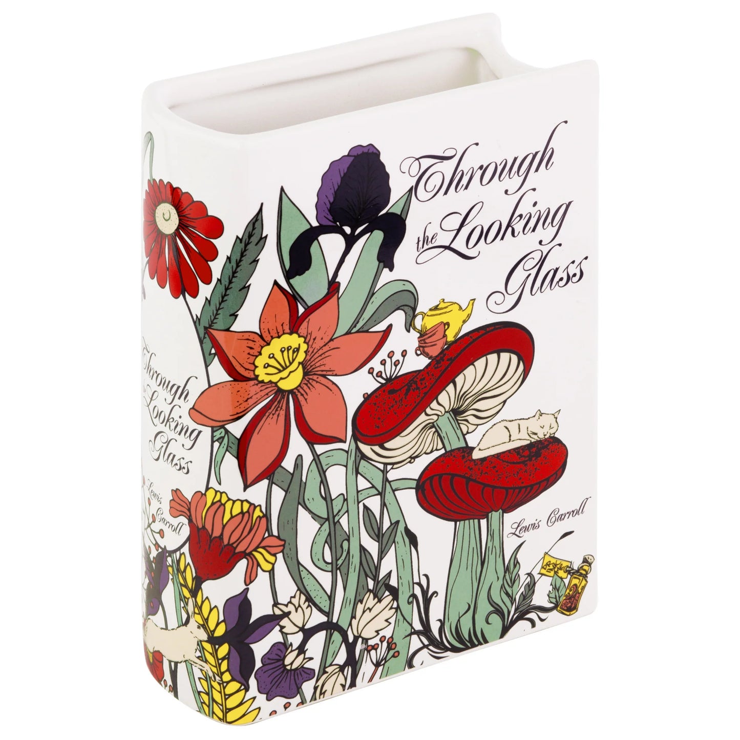Large Alice in Wonderland ceramic book vase - book lover gift