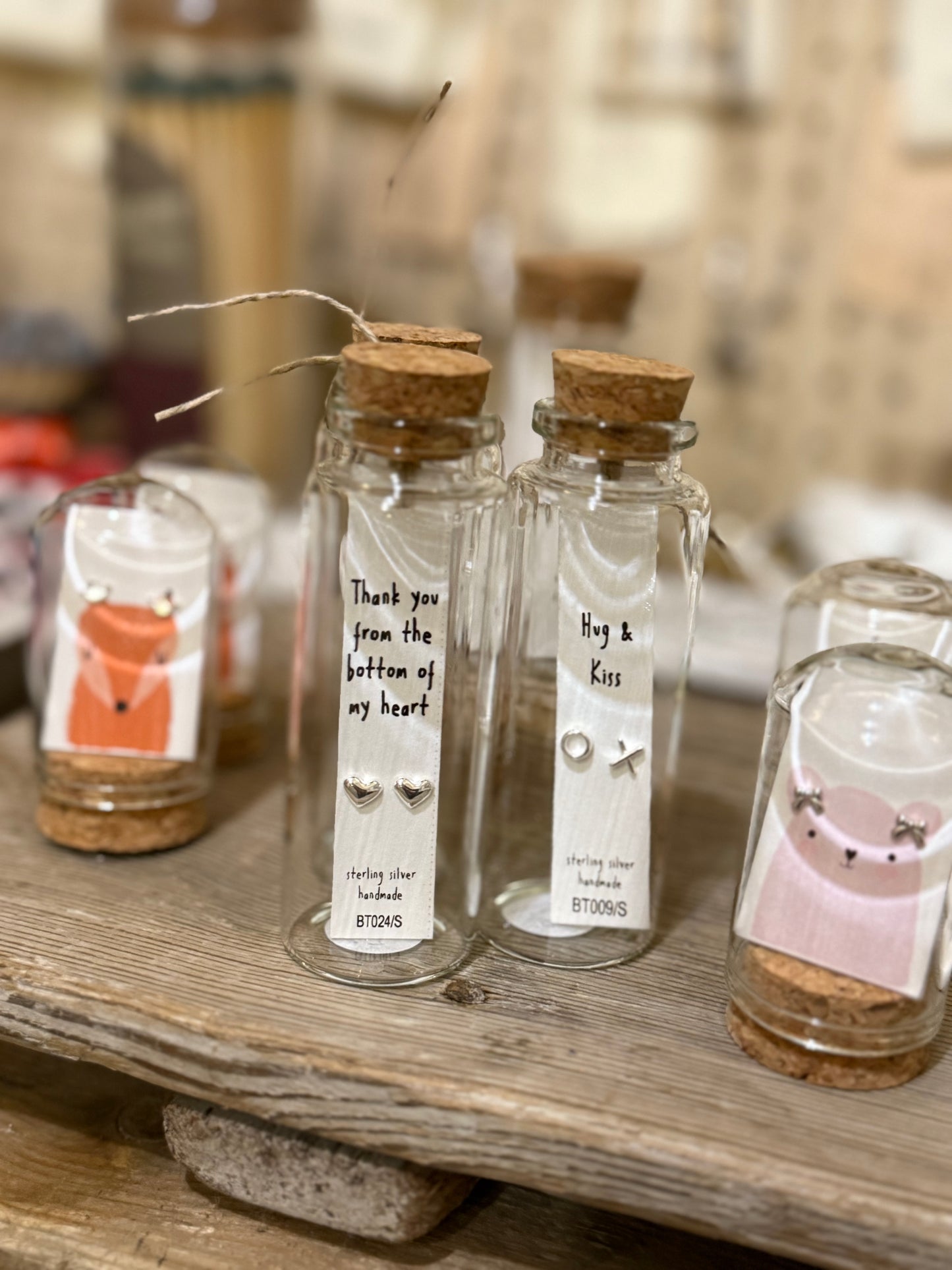 Earrings In A Message Bottle 'Thank You Heart'