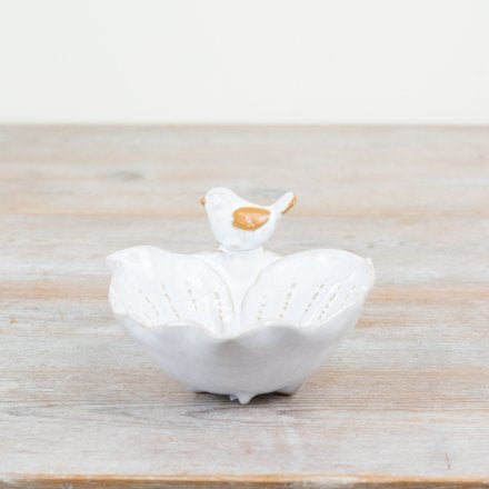 15cm Trinket Dish with Bird and Flower Design