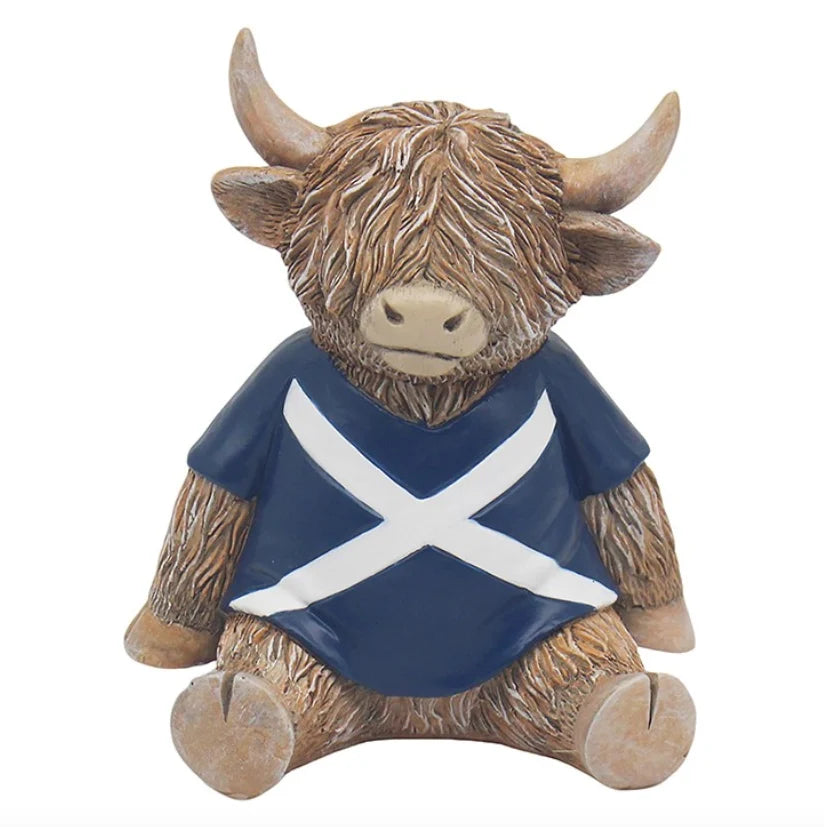 Scottish saltire flag Highland Cow ornament