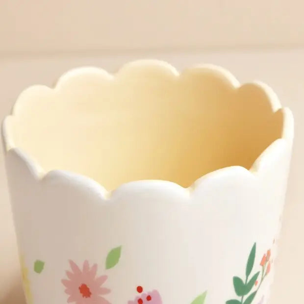 Floral Scalloped Edge Planter