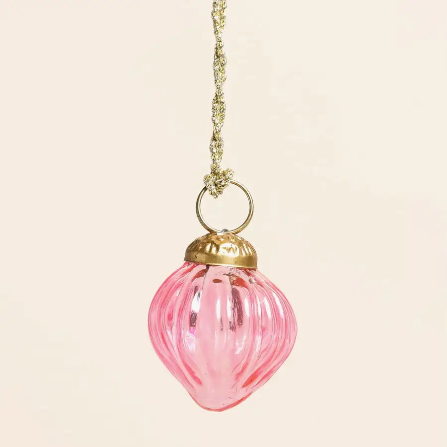 Pink Dimpled Glass Mini Round Bauble