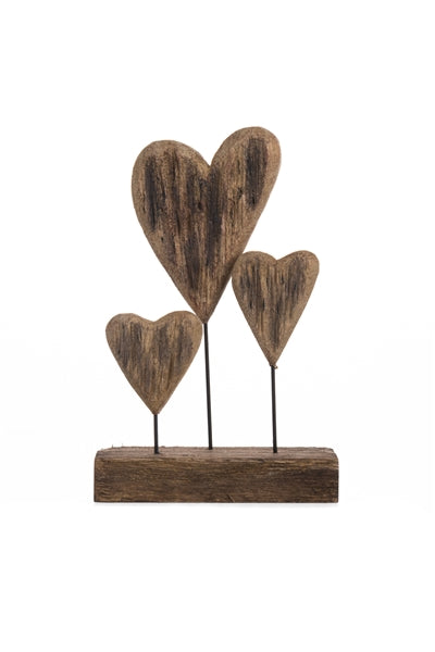 Three Hearts Driftwood Block by Shoeless Joe