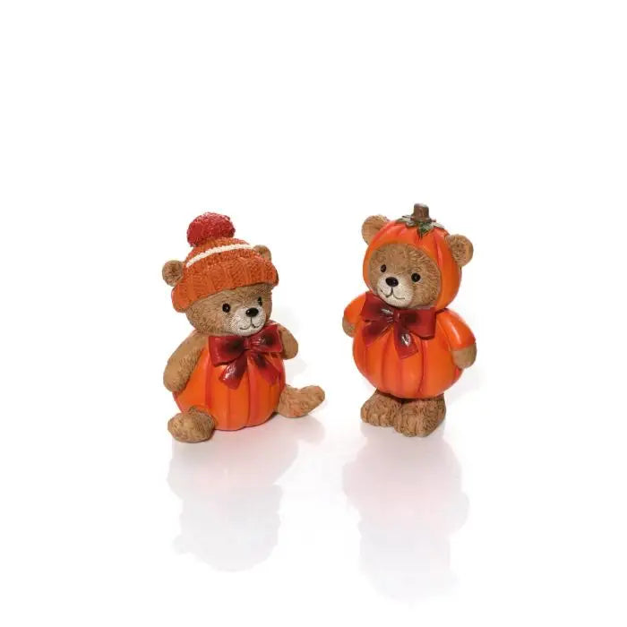 Harvest Home Resin Pumpkin Bear Ornament 2 Asstd
