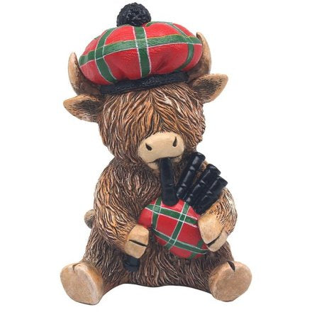 Highland Cow Piping Piper Ornament