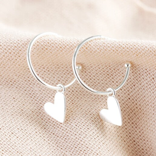 Falling Heart On Earring Hoop Gold or silver