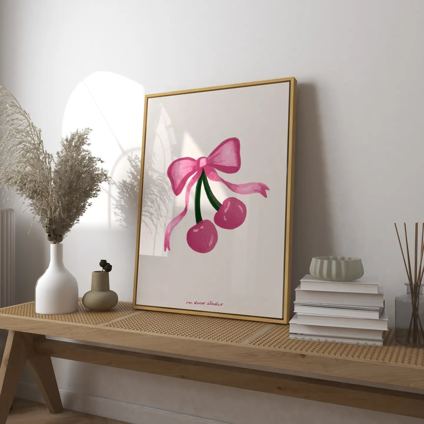 Cherries and Bow Print