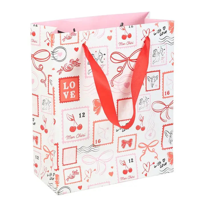 Postage Stamp Print Valentine's Day Gift Bag