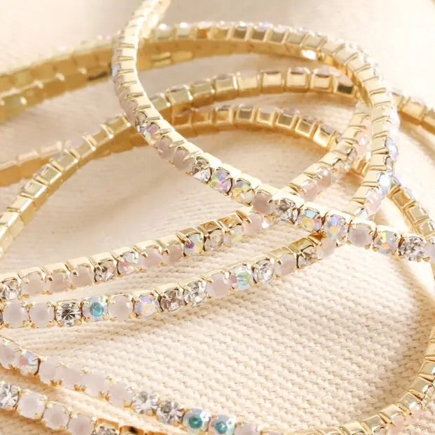 Delicate Mix Diamanté Tennis Bracelets in 5 Pack