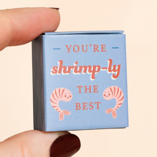 Tiny Matchbox Ceramic Shrimp Token