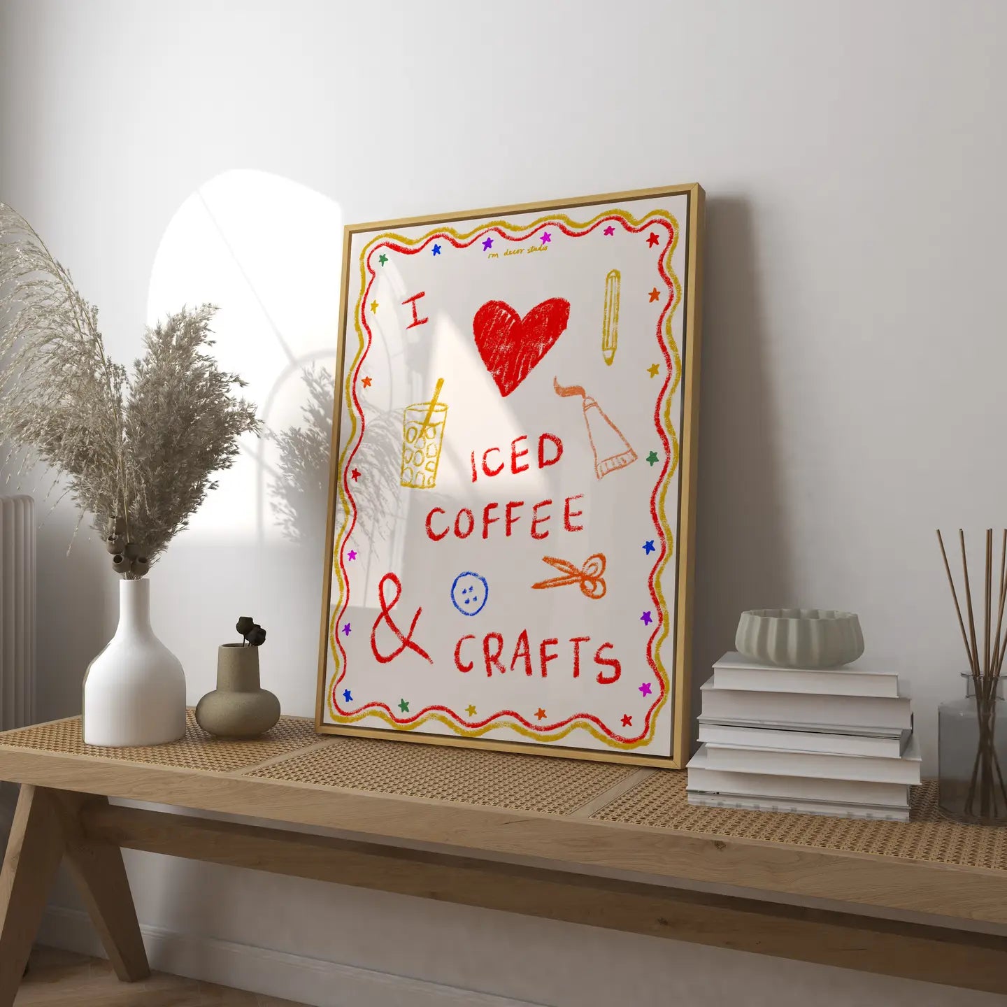 RM Decor Studio - I Love Iced Coffee and Crafts Print