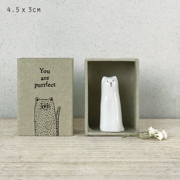 East of India Matchbox porcelain tall cat