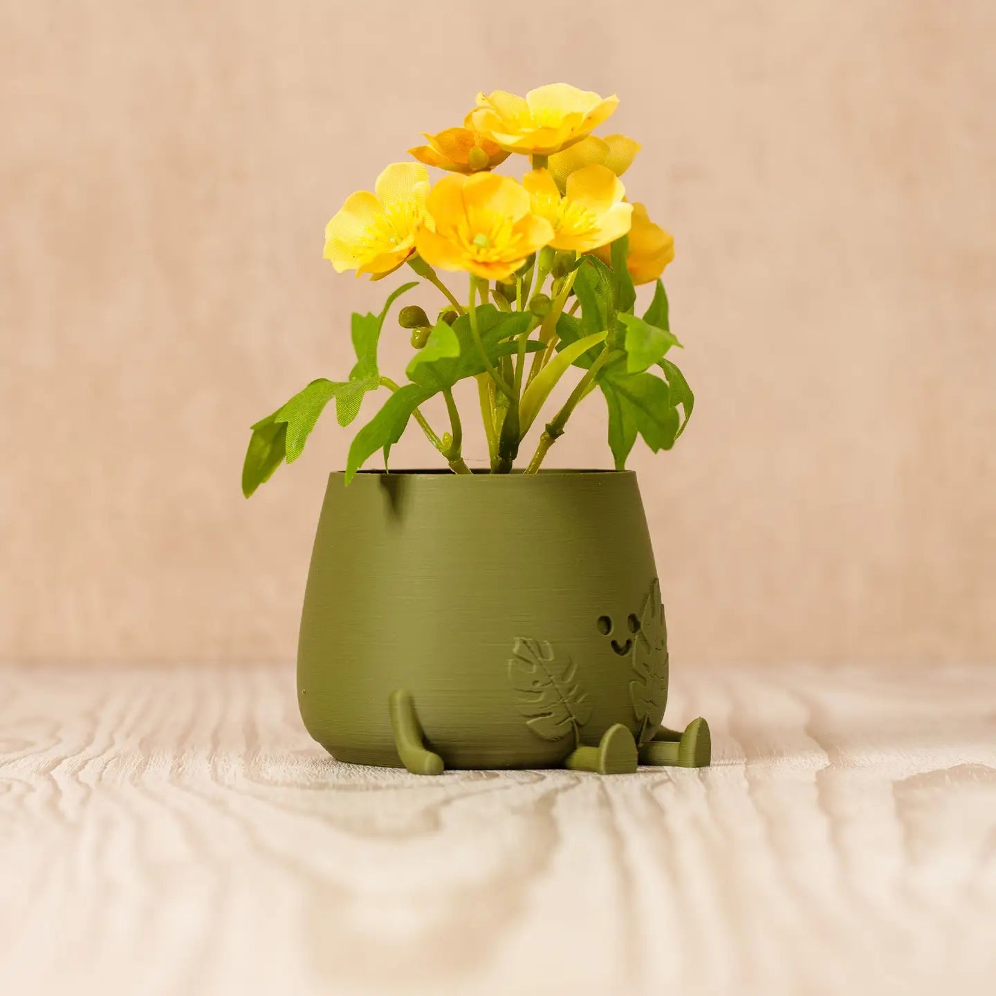 Happy Pot Planter - Monstera Leaf Face