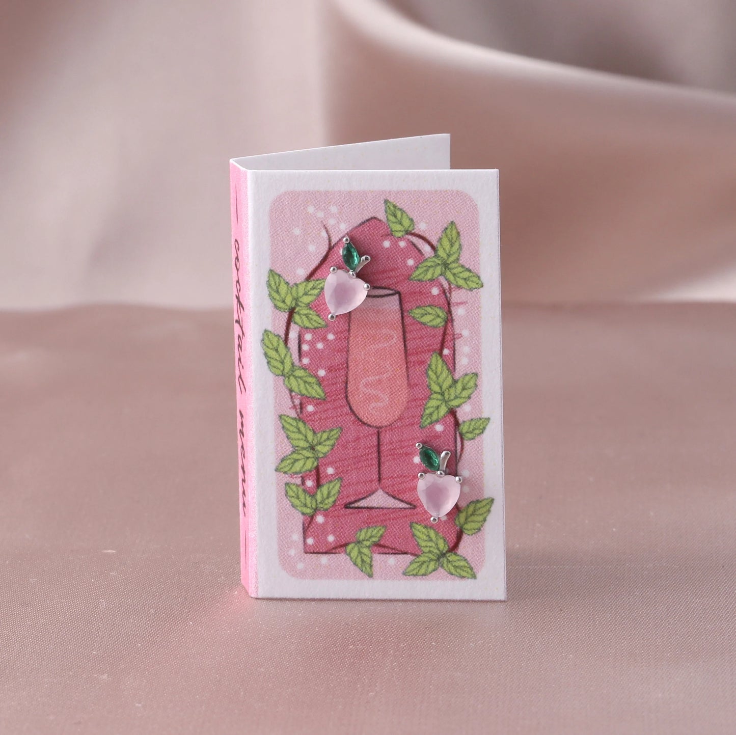 COCKTAIL MENU Crystal Peach silver Earrings