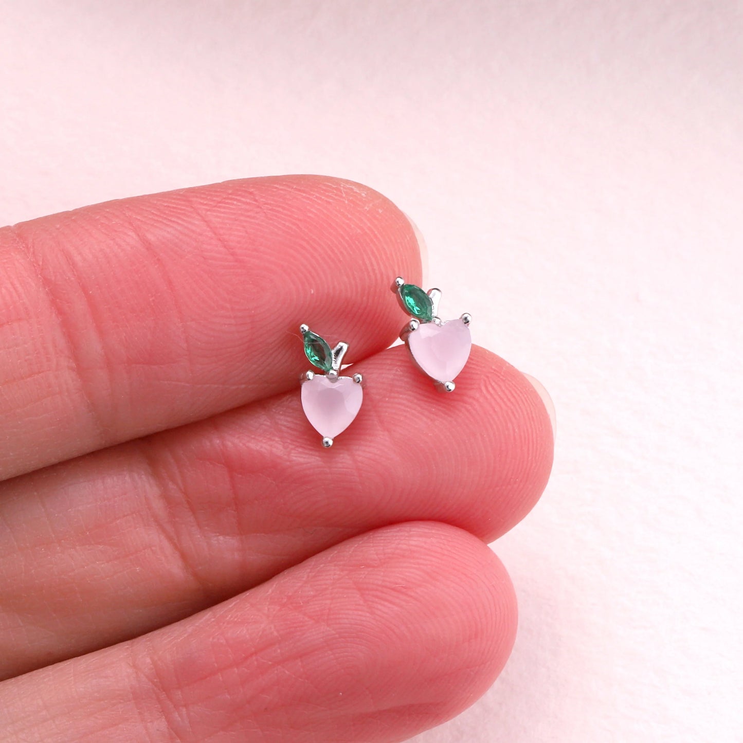 COCKTAIL MENU Crystal Peach silver Earrings