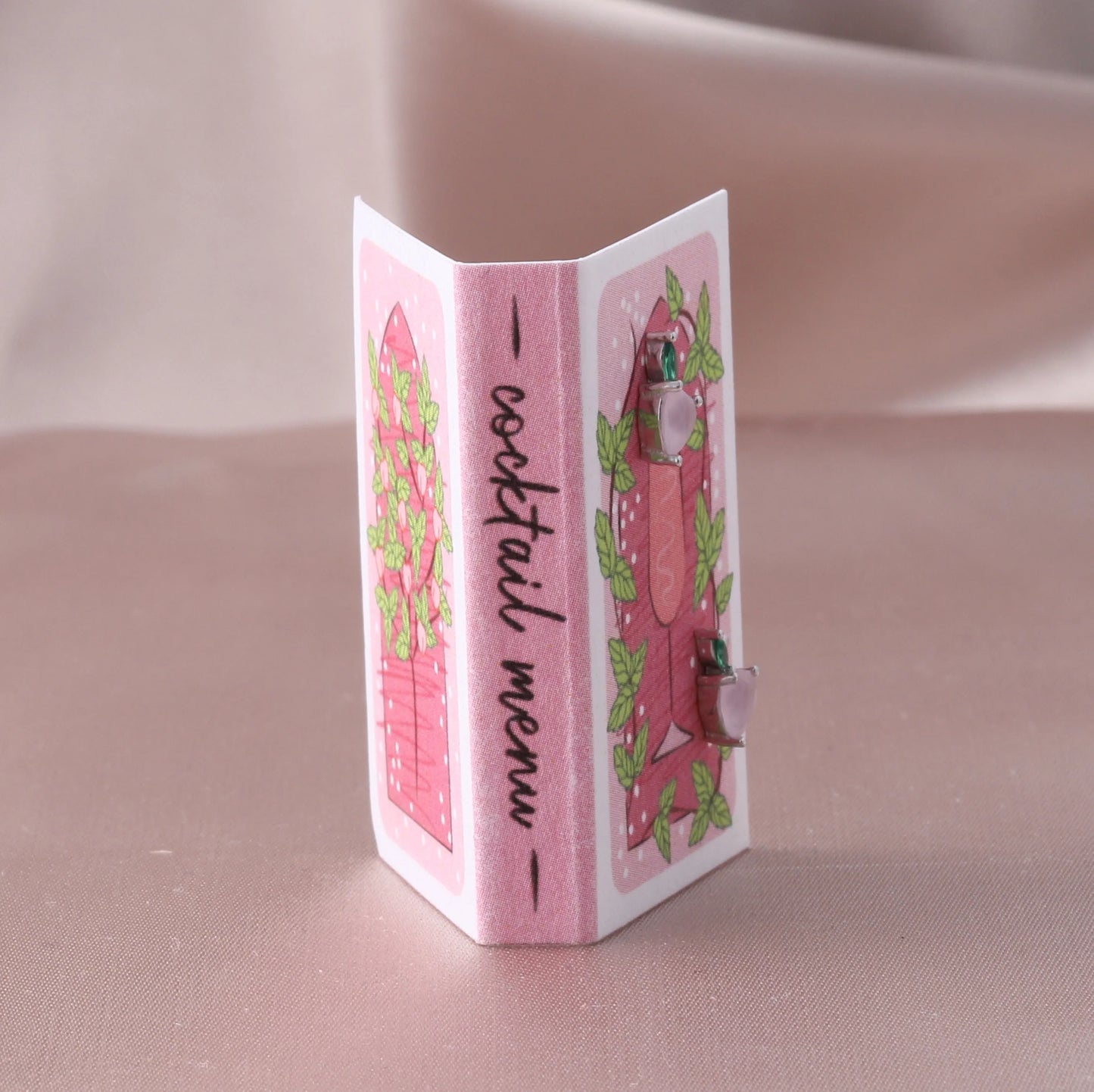 COCKTAIL MENU Crystal Peach silver Earrings
