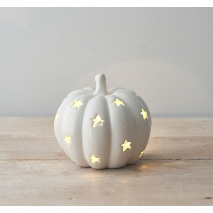 LED Ceramic Pumpkin, Grey or white