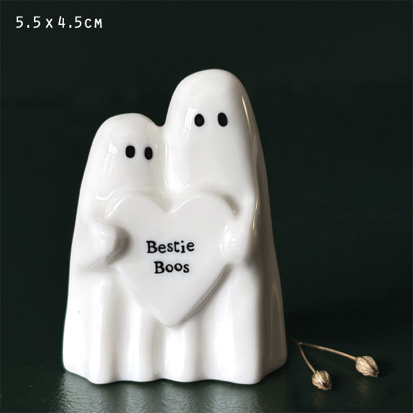 East of India Pair of ghosts-Bestie boos. Ceramic ornament