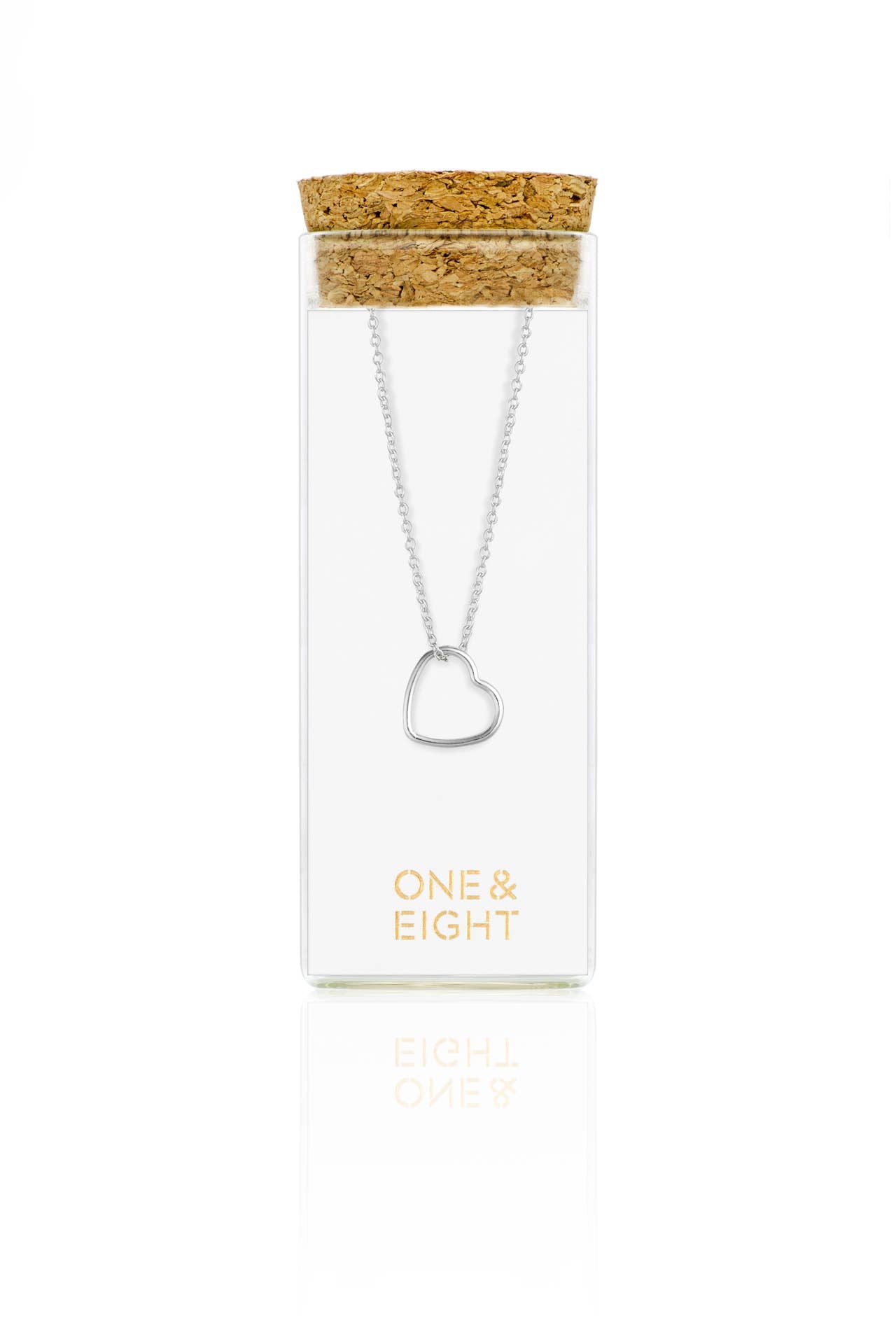 One & Eight - Silver Open Heart Necklace