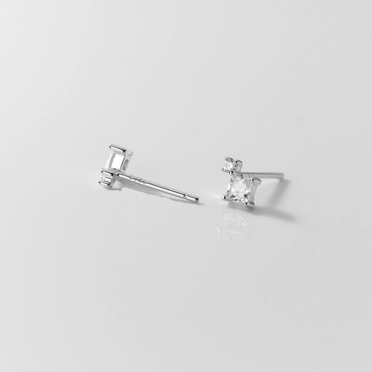 White Leaf - 2 Square Earring Earring in Sterling Silver