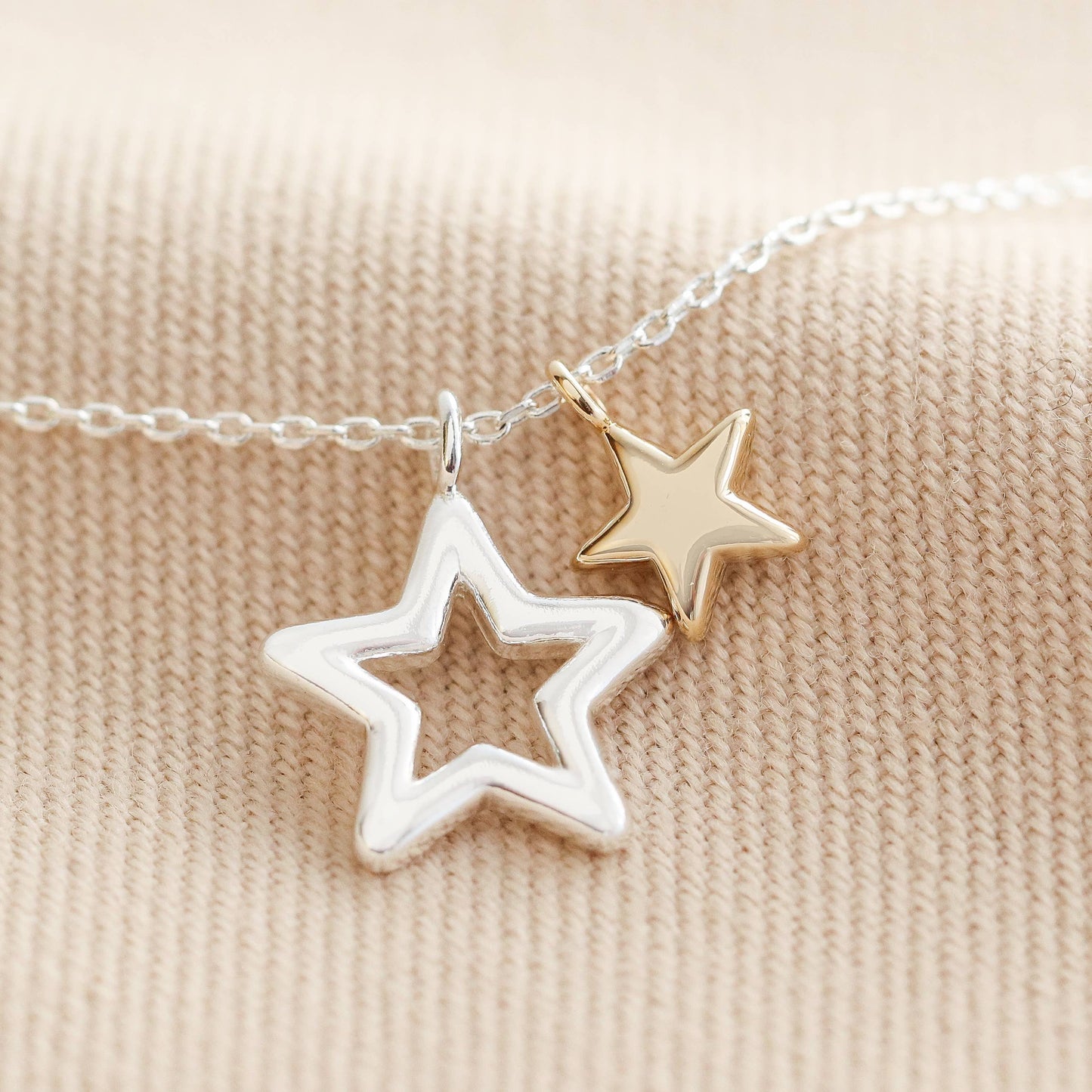 Lisa Angel - Double Star Necklace in silver and Gold