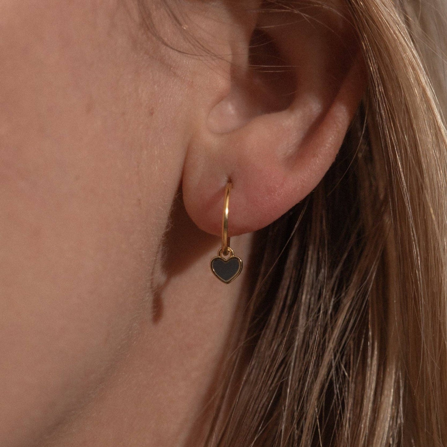 One & Eight - Slate Heart Enamel Earrings