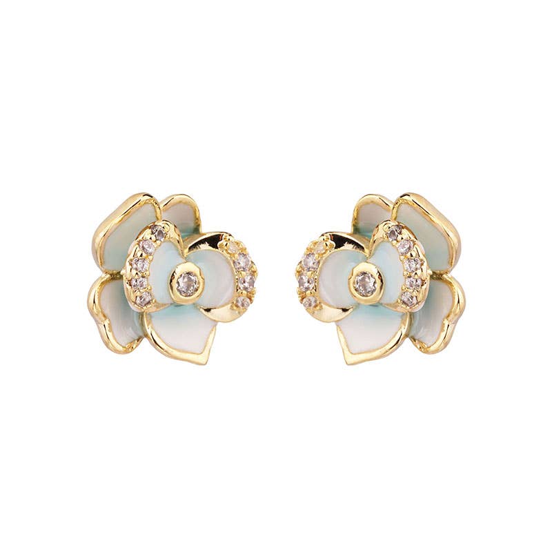 White Leaf - 7 Days Floral Earrings Box Set in Gold