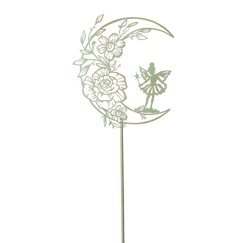 Heaven Sends - Half Moon Flower Metal Fairy Stake