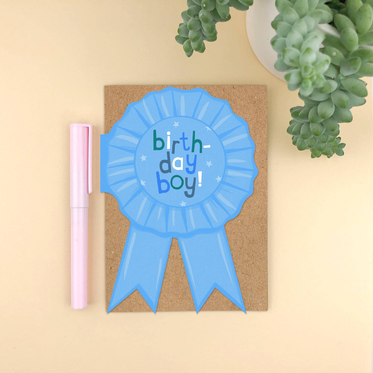 Zoe Spry - Shaped Rosette 'Birthday Boy!' die cut birthday card