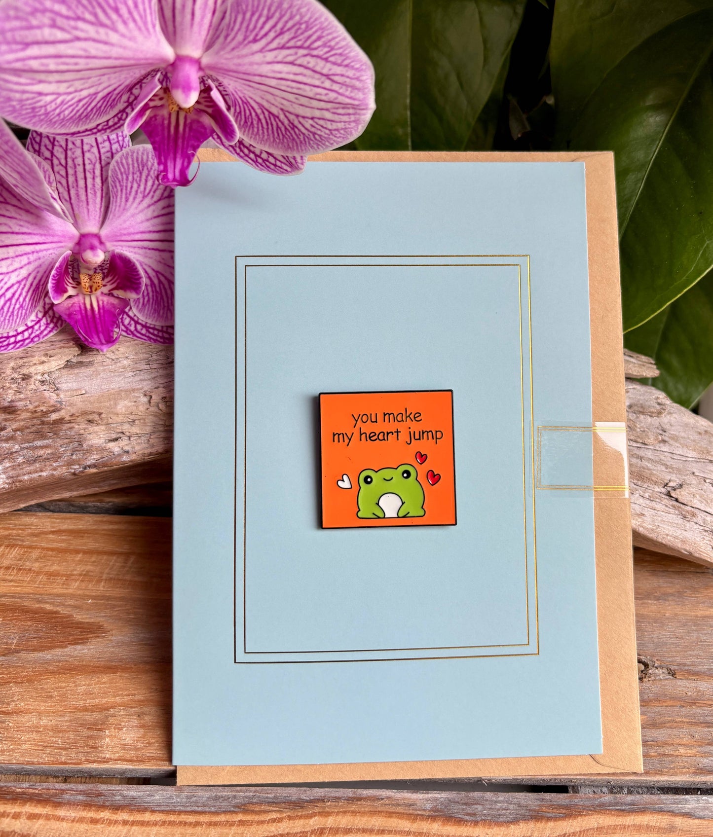 Ocean Ripples - You Make My Heart Jump Pin Badge Card