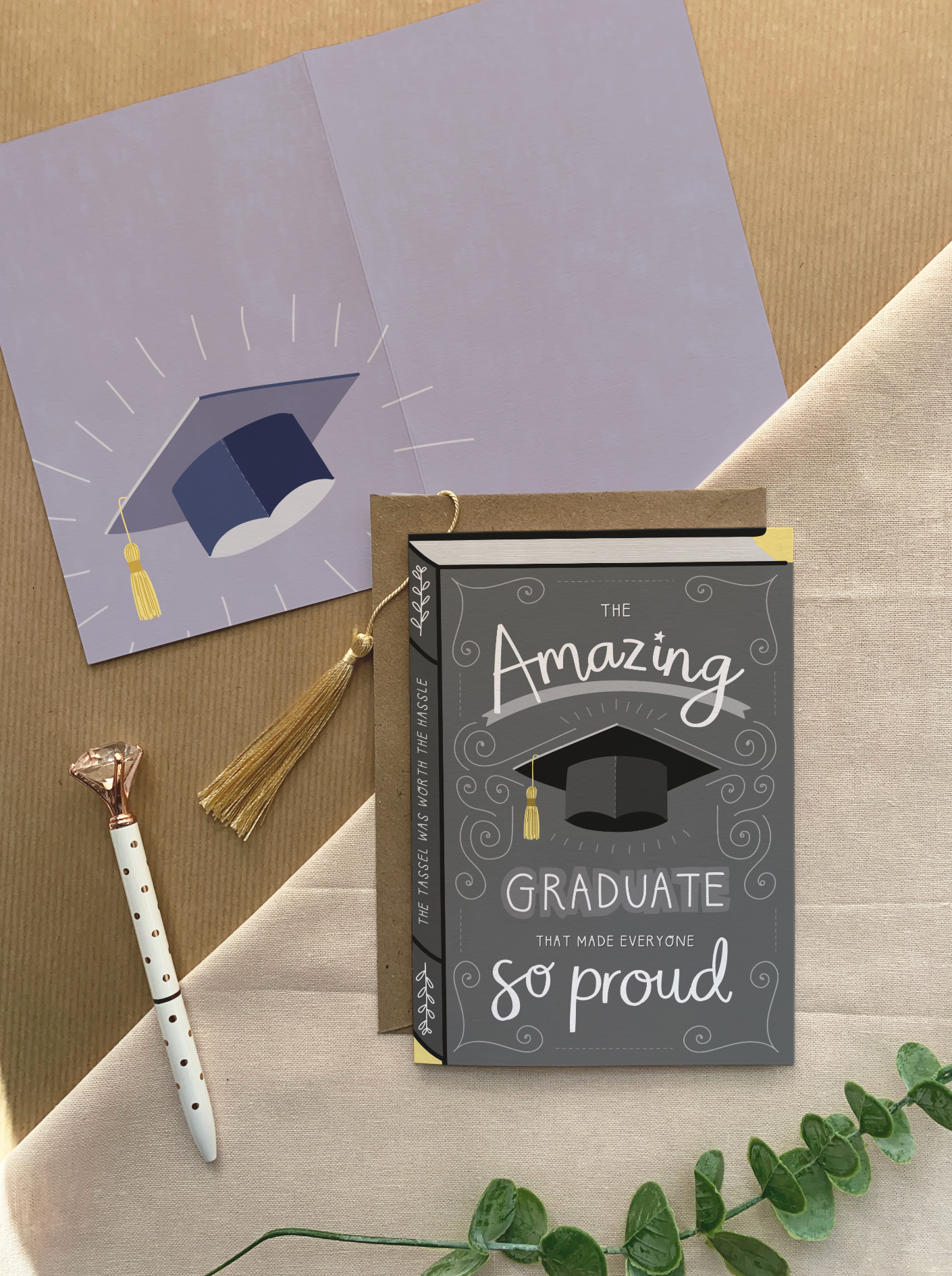 Two For Joy Illustration - Amazing Graduate – Luxury Book Greeting Car