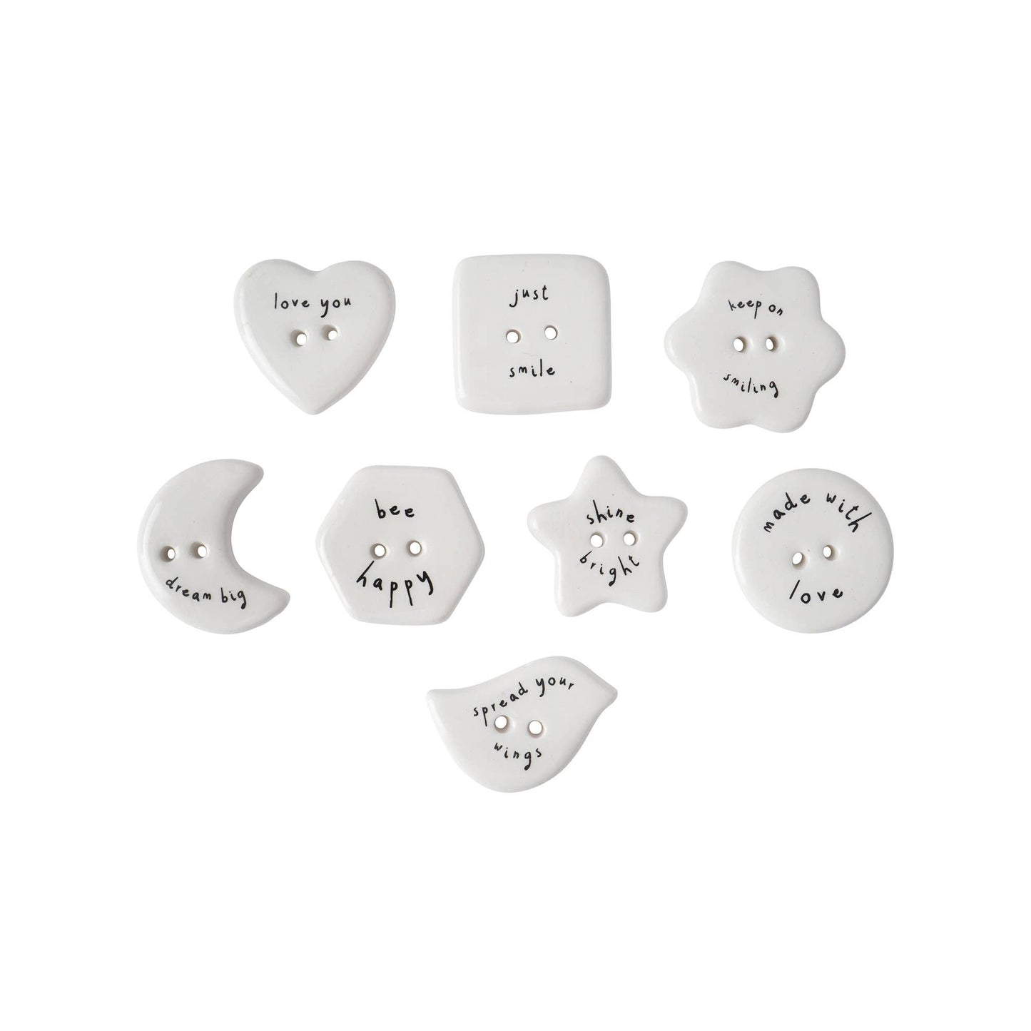 CGB Giftware - Send With Love 8 Assorted Ceramic Buttons In Dish