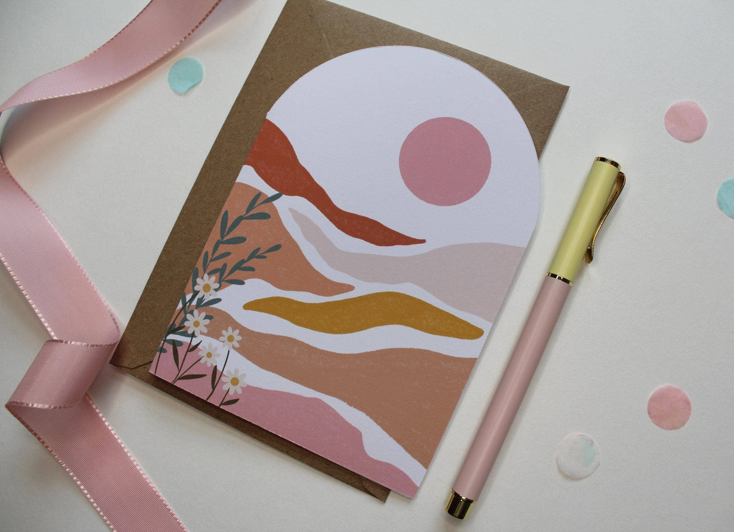 Ellice Owens Designs - Abstract Desert Sunset Greeting Card, Modern Art Card