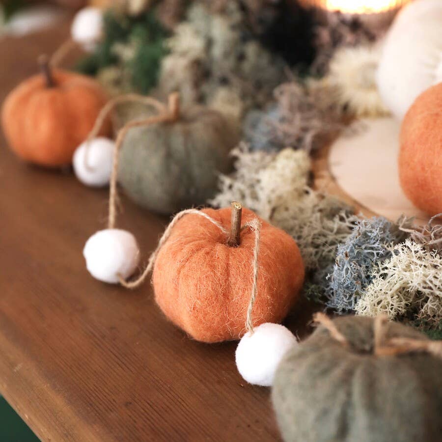 Lisa Angel - Green and Orange Pumpkin Felt Garland
