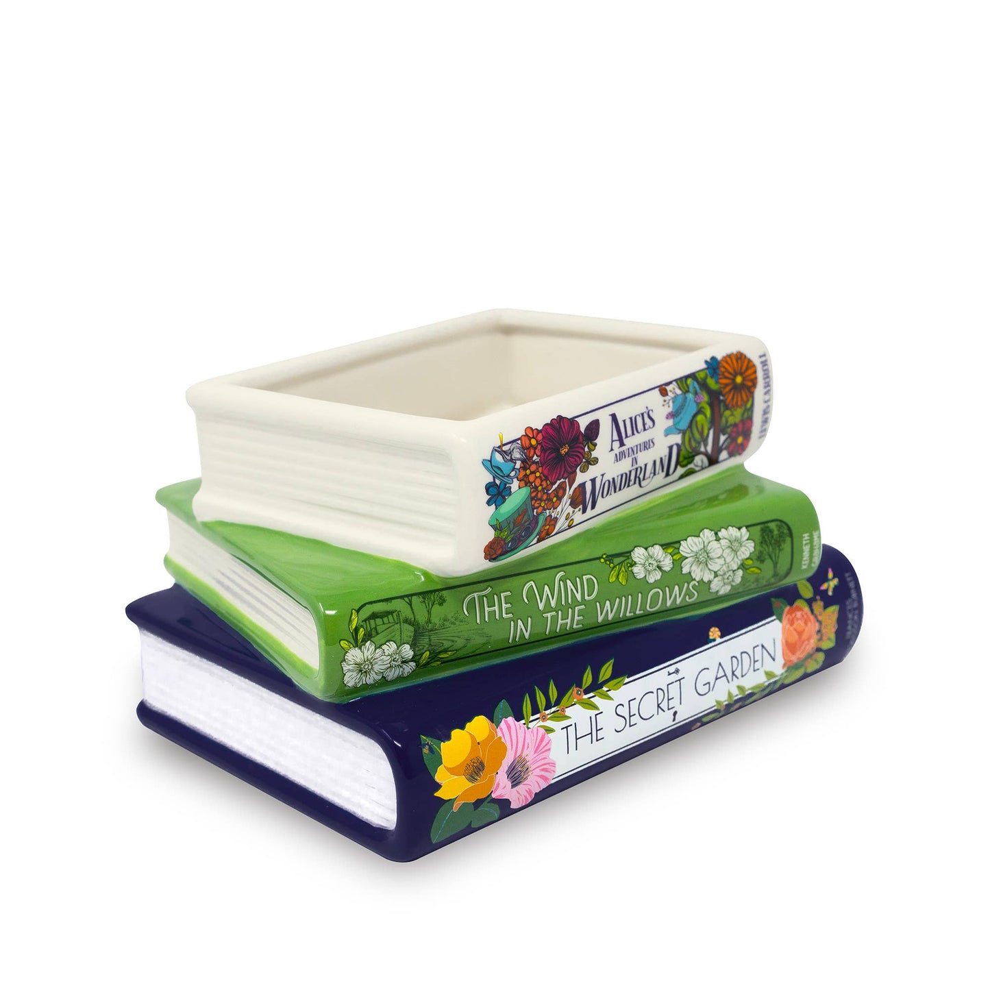 Steel Mill & Co UK - Stacked Books Planter, Alice/Wind in the Willows/The Secret