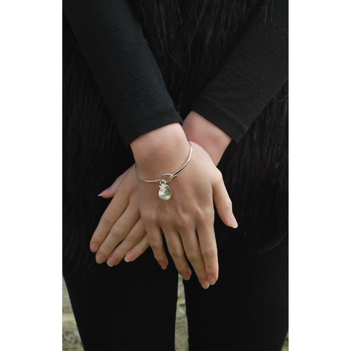 White Leaf - "One in a Million" Bangle in Matt Silver